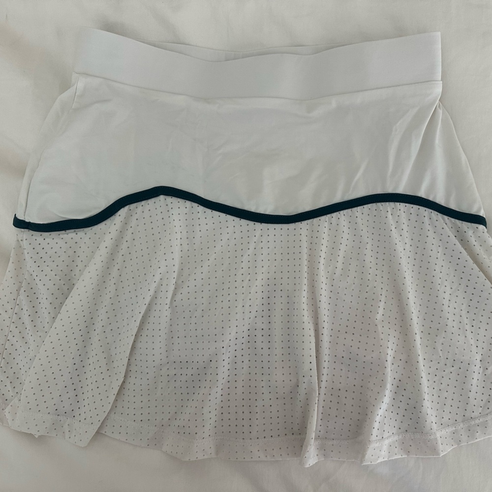 White Circle Skirt with Navy Trim - Women Skater Skirt